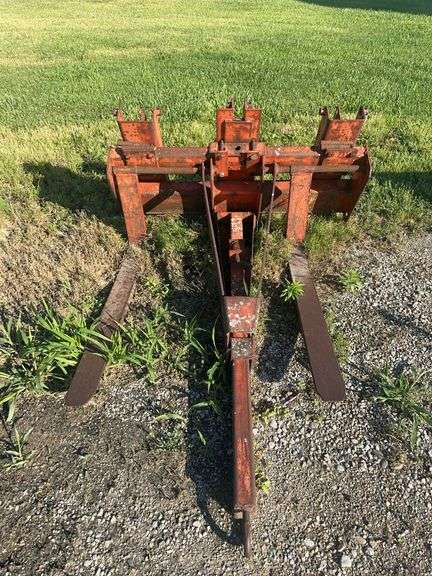 Orange Tractor Pallet Fork Attachment with Pull Tongue