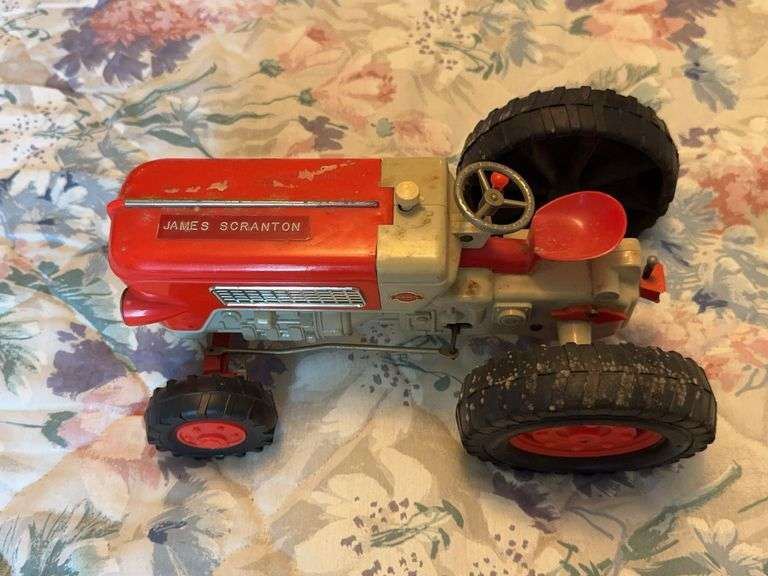 GAMA West Germany Plastic Toy Farm Tractor Red Grey Model 8015