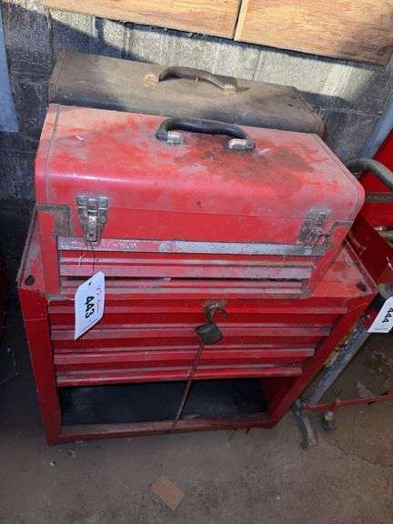 Rolling Red Tool Cabinet and Kennedy Toolboxes