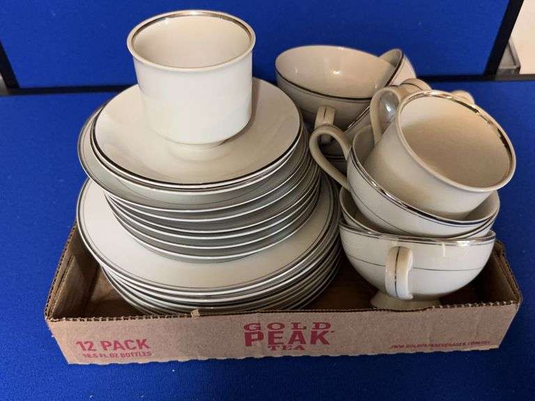 Salem International Ironstone Silver Elegance Dinnerware Service Set