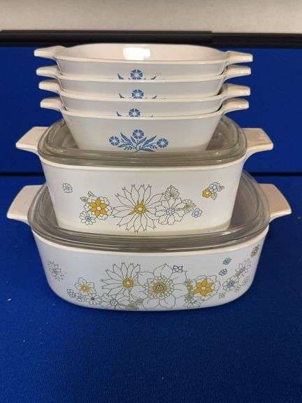 Corning Ware Floral Bouquet Casseroles and Blue Cornflower Dish Collection