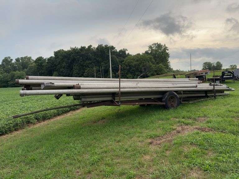 Irrigation pipe, irrigation stands, and accessories, and trailer