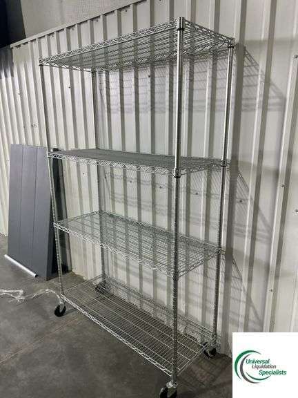 48” x 18” x 77” Metal 4 Shelf Rolling Rack