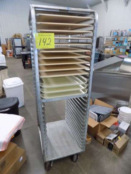 Welded Aluminum Sheet Pan Cart W/13 Assorted Full Size Sheet Pans
