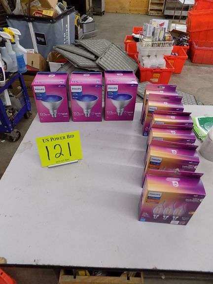 Three Phillips Outdoor Party LED Bulbs & Six Three Packs Of LED 25 Watt Bulbs