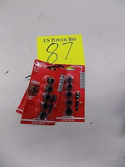 3 Milwaukee 6 pc Impact Extractor Sets, 2" Socket Adapter