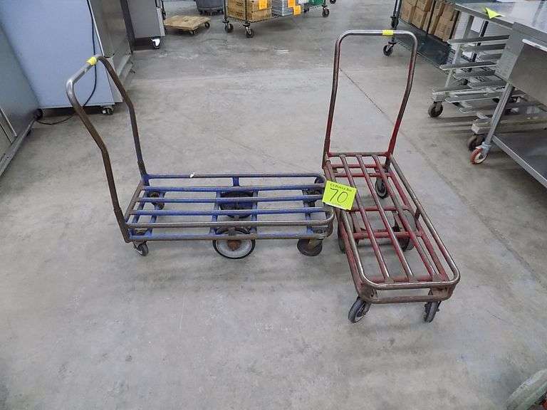 Two H.D Six Wheel Grocers Stocking Carts