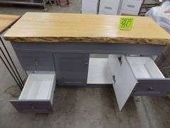 60" Vanity In Grey With Custom Oak 62" Top
