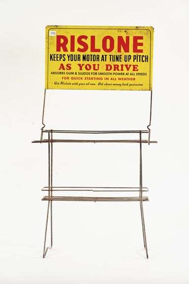 Wire Rack Topper Sign RISLONE TUNE UP CAN WIRE DISPLAY RACK - Shackelton Auctions Inc.