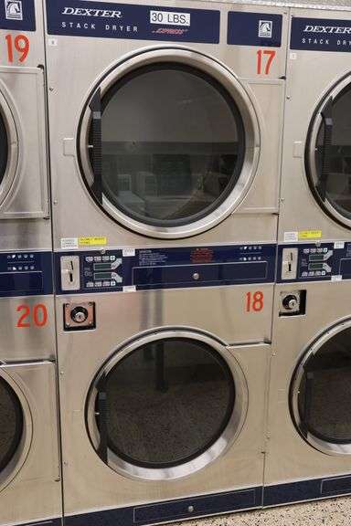 DEXTER T-30X2 STACK DRYER EXPRESS 30LB COIN-OPERATED COMMERCIAL GAS ...