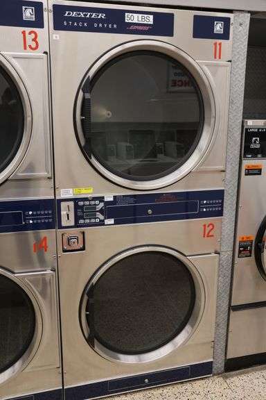 DEXTER T-50X2 STACK DRYER EXPRESS 50LB COIN-OPERATED COMMERCIAL GAS ...