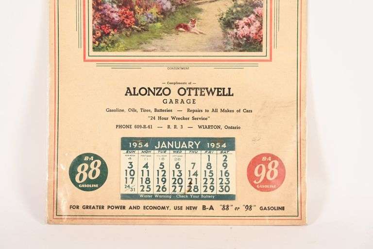 1954 B-A  ALONZO OTTEWELL CALENDAR