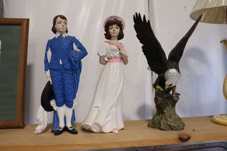 BYRON MOLDS CERAMIC EAGLE & 2 CERAMIC FIGURINES Shackelton Auctions Inc.