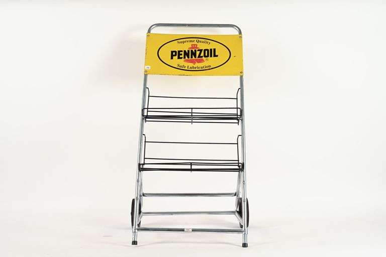 PENNZOIL WIRE ROLLING SERVICE STATION RACK - Shackelton Auctions Inc.