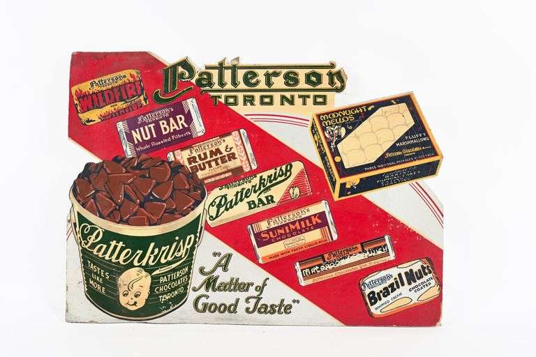 PATTERSON TORONTO CARDBOARD ADVERTISING SIGN - Shackelton Auctions Inc.