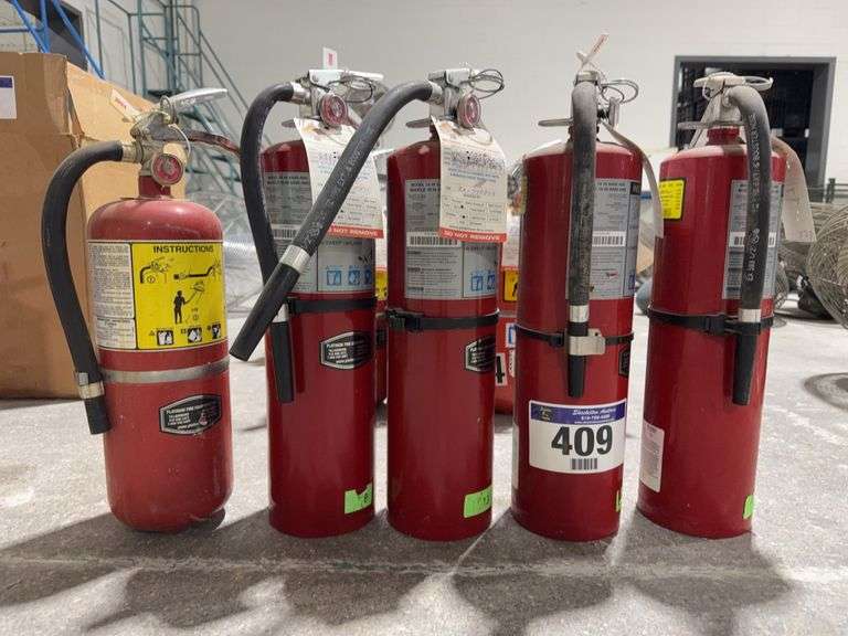 FIVE FIRE EXTINGUISHERS