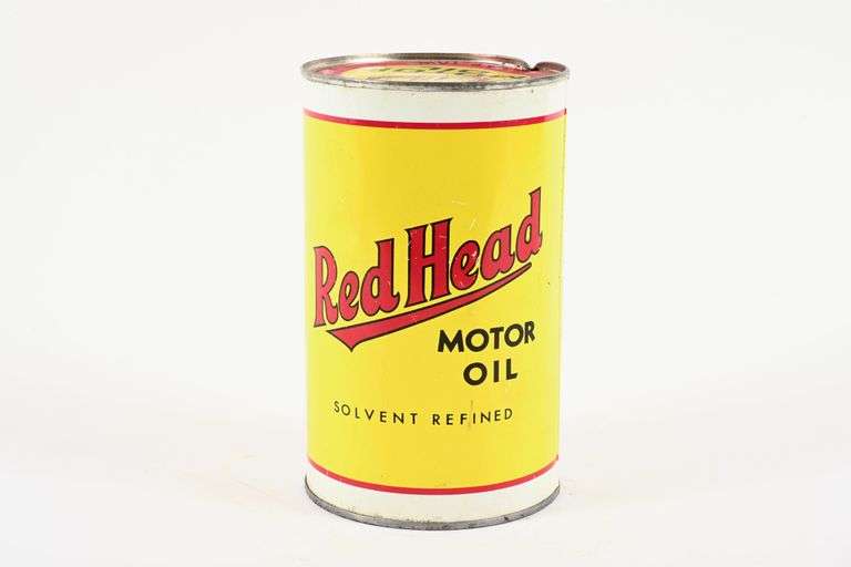 RED HEAD SOLVENT REFINED MOTOR OIL IMPERIAL QUART CAN