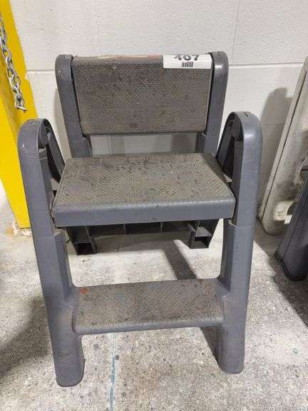 TWO FOLDING STEP STOOLS