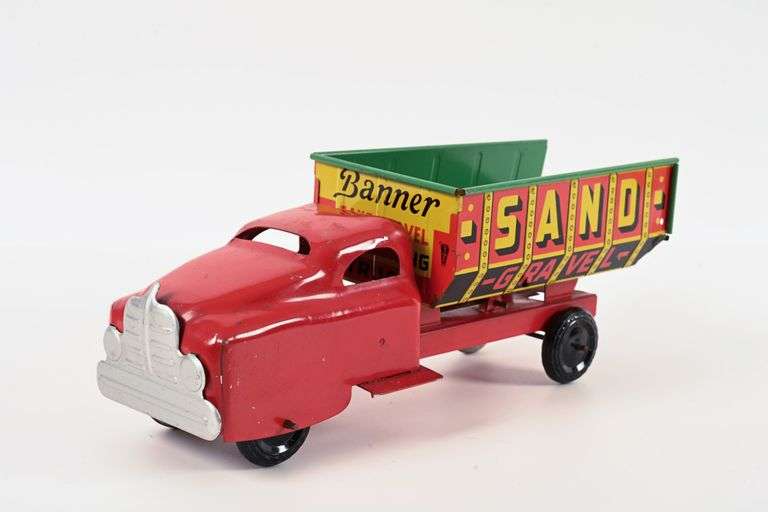 BANNER PRESSED STEEL AND TIN SAND AND GRAVEL DUMP TRUCK