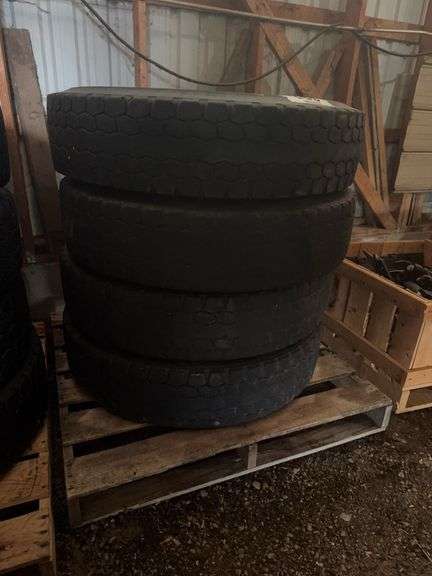SET OF 4 BRIDGESTONE 11R-22.5 TIRES - Shackelton Auctions Inc.
