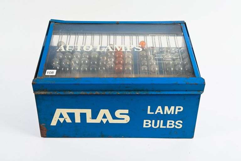 ATLAS AUTO LAMPS PARTS CABINET WITH BULBS - Shackelton Auctions Inc.