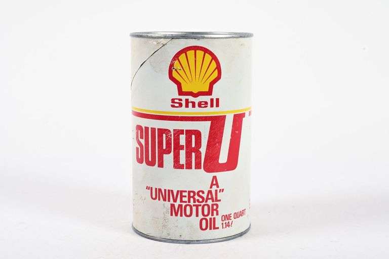 SHELL SUPER U MOTOR OIL IMP QT FIBRE CAN - FULL