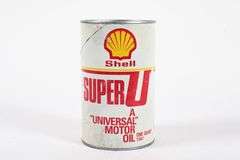 SHELL SUPER U MOTOR OIL IMP QT FIBRE CAN - FULL