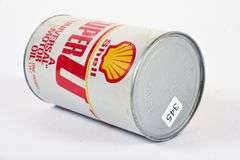 SHELL SUPER U MOTOR OIL IMP QT FIBRE CAN - FULL