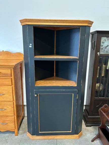 PAINTED OAK CORNER CABINET - 36"X22"X70"