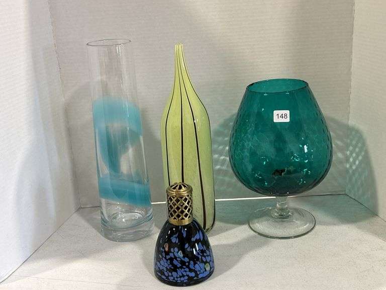 ART GLASS VASES & INCENSE BURNER