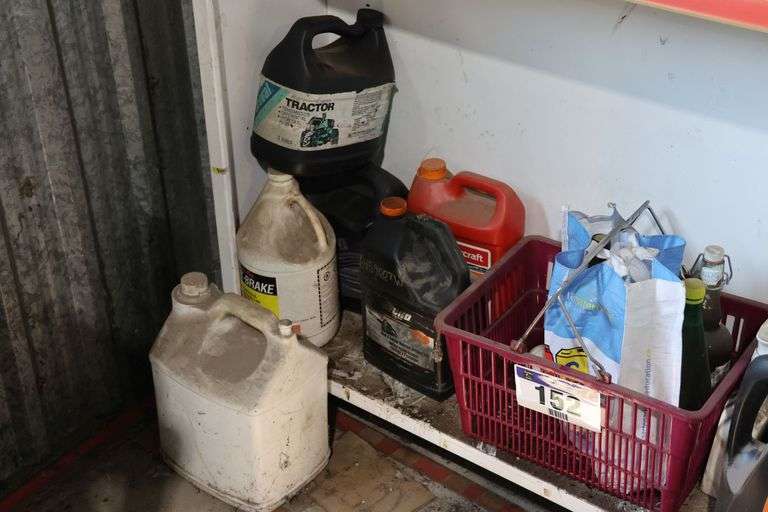 ASSORTED OIL, TRANSMISSION FLUID, BAR & CHAIN OIL, ANTIFREEZE/COOLANT ETC