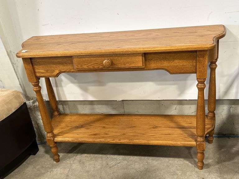 OAK HALL TABLE WITH DRAWER - 6"X14"X30"