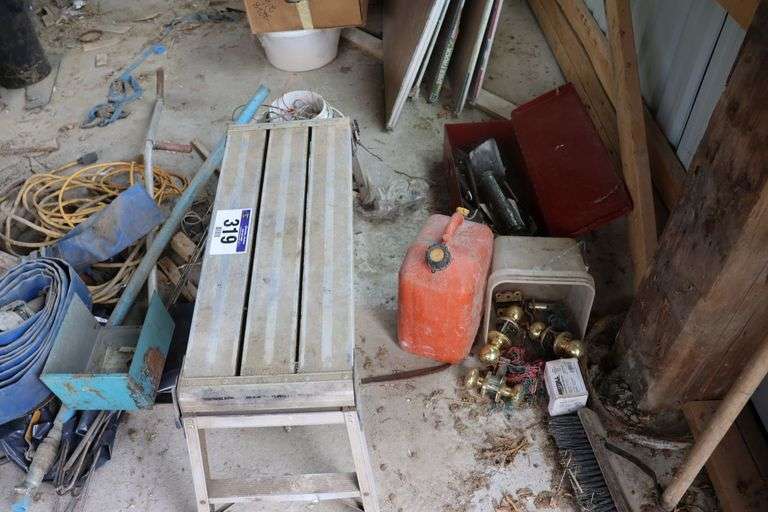HOSE, FOLDING BENCH, HAND TOOLS ETC.