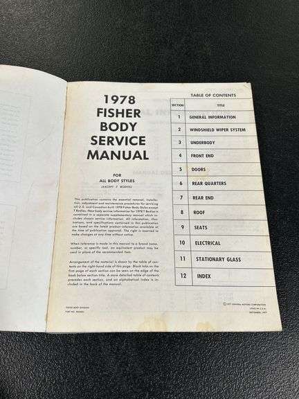 1978 & 2-1979 CHEVROLET FISHER BODY SERVICE MANUALS