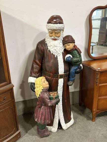 LARGE CERAMIC SANTA WITH CHILDREN FIGURINE - HEIGHT 59"