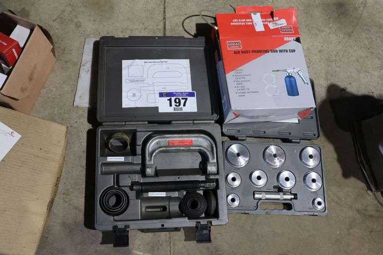 BALL JOINT SERVICE TOOL SET, BEARING RACE & SEAL SET, AIR RUST PROOFING GUN