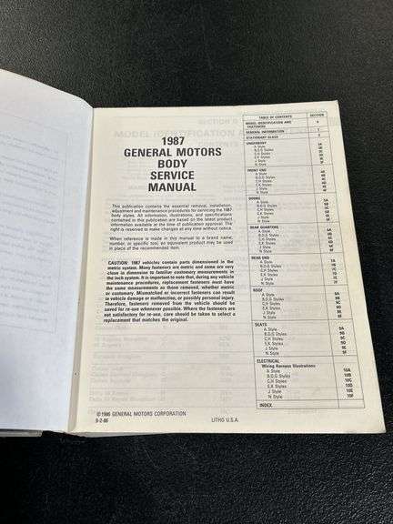 1986 & 1987 GM BODY SERVICE MANUALS