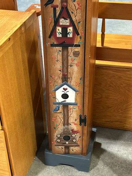 TOLE PAINTED DVD CABINET WITH CONTENTS - 10"X10"X56"