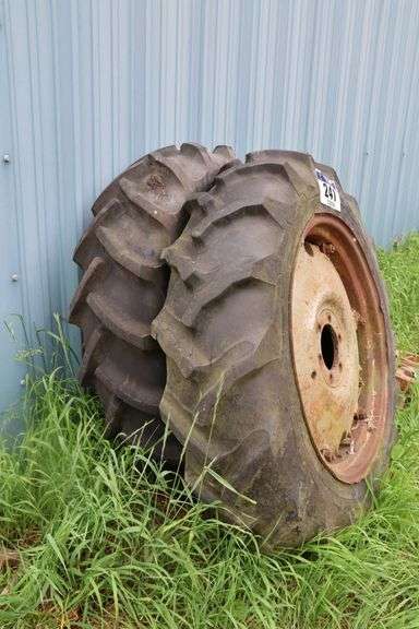 PAIR OF GOOD YEAR 11.2X28 TIRES AND RIMS - Shackelton Auctions Inc.