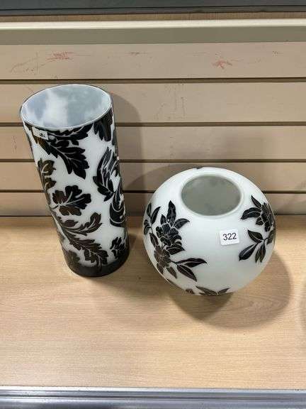 2 CAMEO CUT GLASS VASES