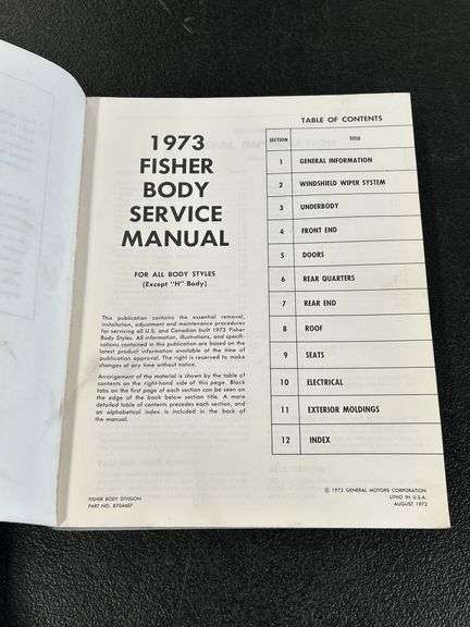 2-1972 & 3-1973 CHEVROLET FISHER BODY SERVICE MANUALS