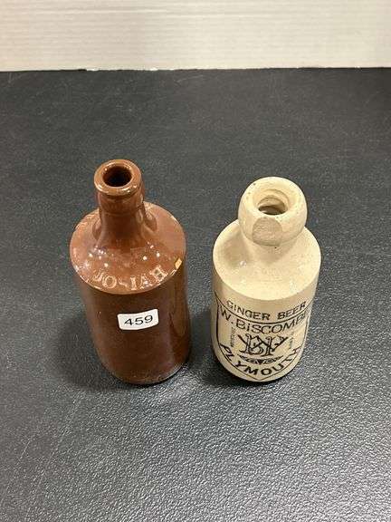 2 ENGLISH STONEWARE GINGER BEER BOTTLES