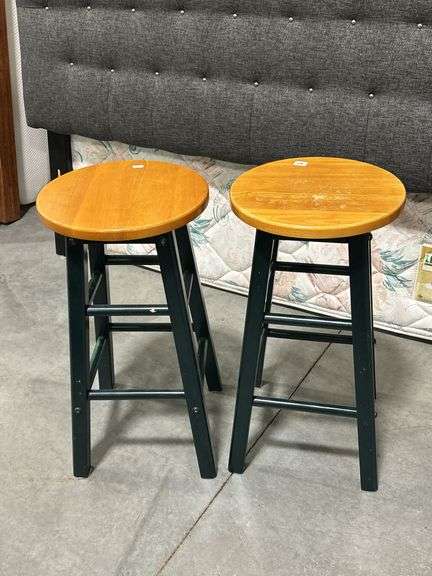 TWO WOODEN STOOLS - 24"