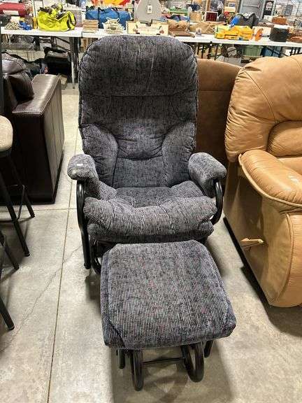 UPHOLSTERED GLIDER ROCKER WITH FOOT STOOL