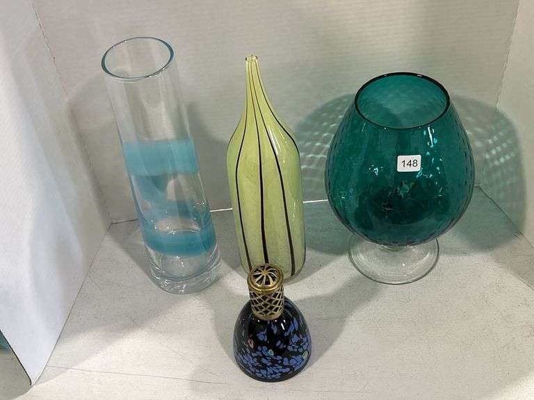 ART GLASS VASES & INCENSE BURNER