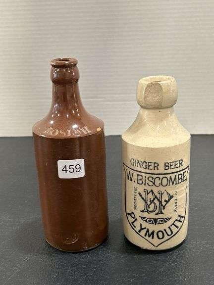 2 ENGLISH STONEWARE GINGER BEER BOTTLES