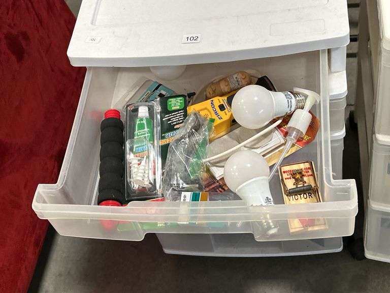 TWO ROLLING DRAWER CARTS WITH CONTENTS
