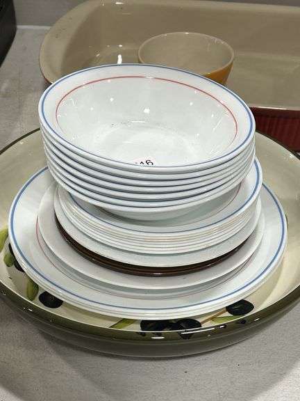 CORELLE PLATES & BOWLS, CERAMIC SERVING BOWL & CASSEROLE DISH