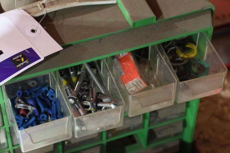 TOOL CADDY & CONTENTS, WHEELS, SPARK PLUGS ETC.