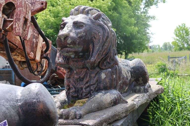 2 - 65" LONG CONCRETE LIONS